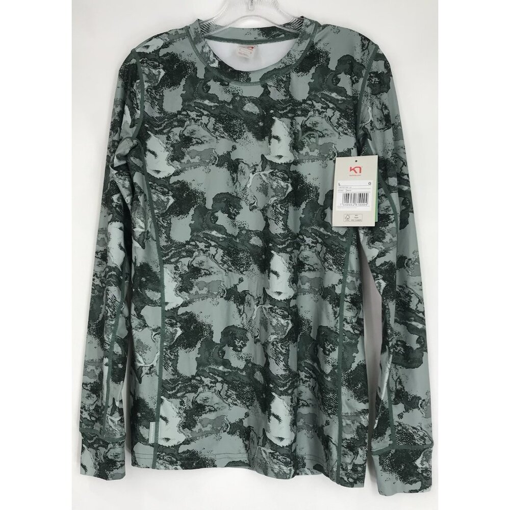 Kari‎ Traa Shirt Top Womens Size Large Base Layer Green Long Sleeve Stretch
